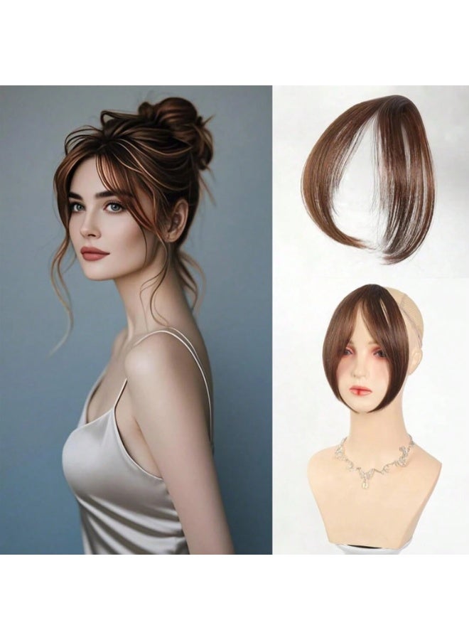 Light Brown Hair Topper with Bangs - Lightweight Middle Part Hairpiece for Bright Look - Image 1